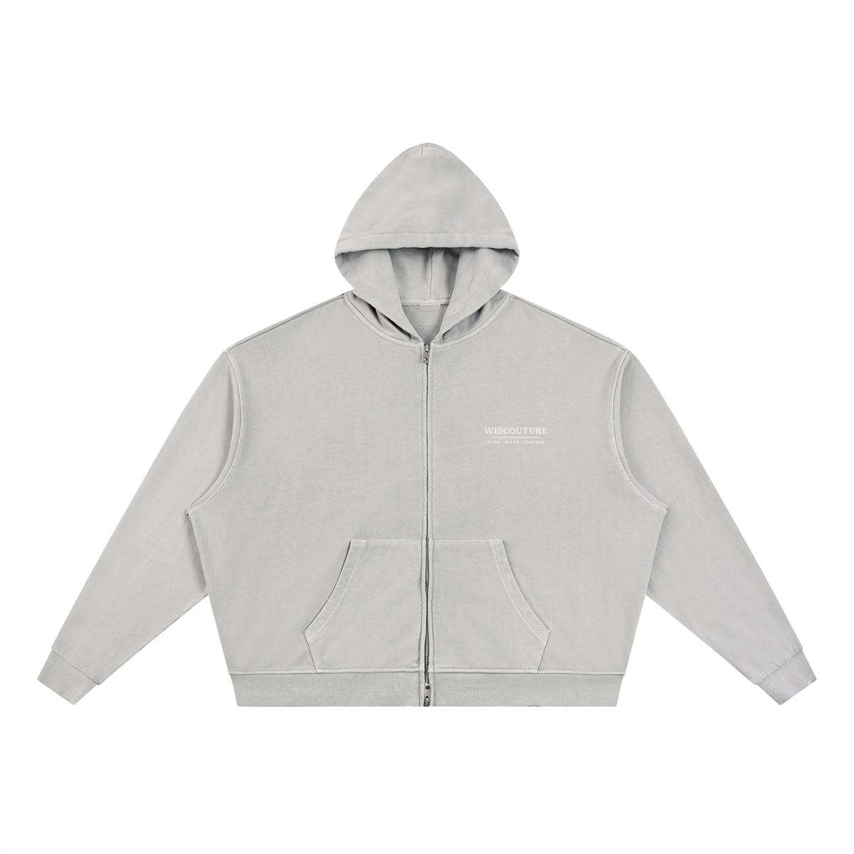 Kenosha · Paris · Milan Vintage Wash Zip Hoodie · Light Gray