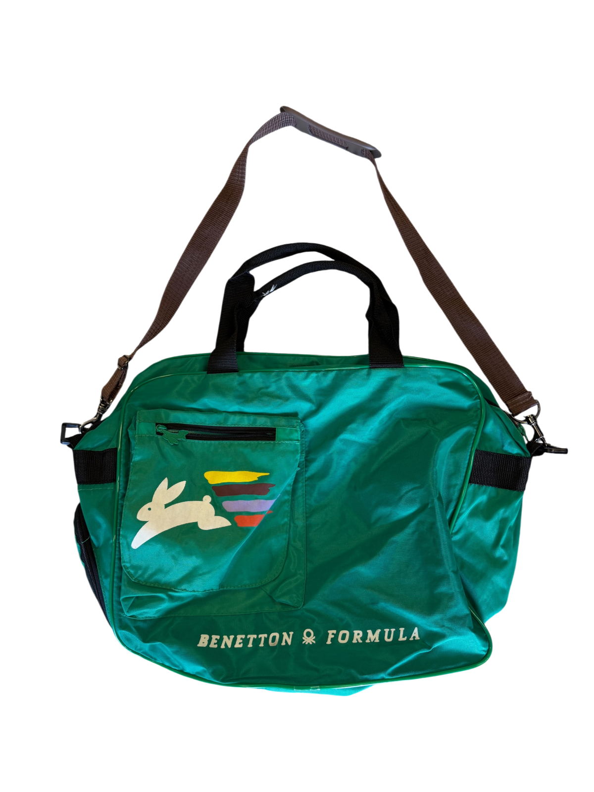 Vintage 1990s Benetton Formula F1 Racing Team Nylon Duffel / Travel Bag — Made in Italy