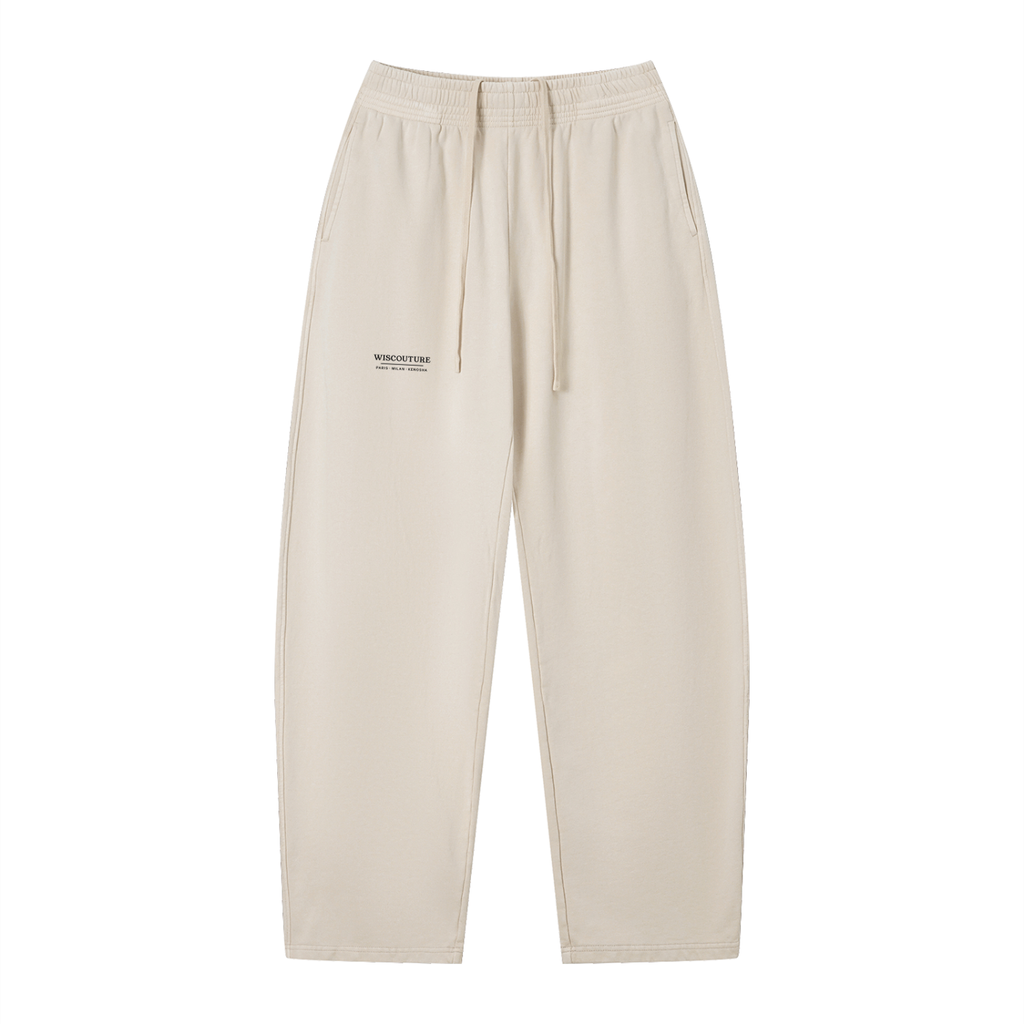 Wiscouture Label Vintage Wash Loose Sweatpants · Apricot