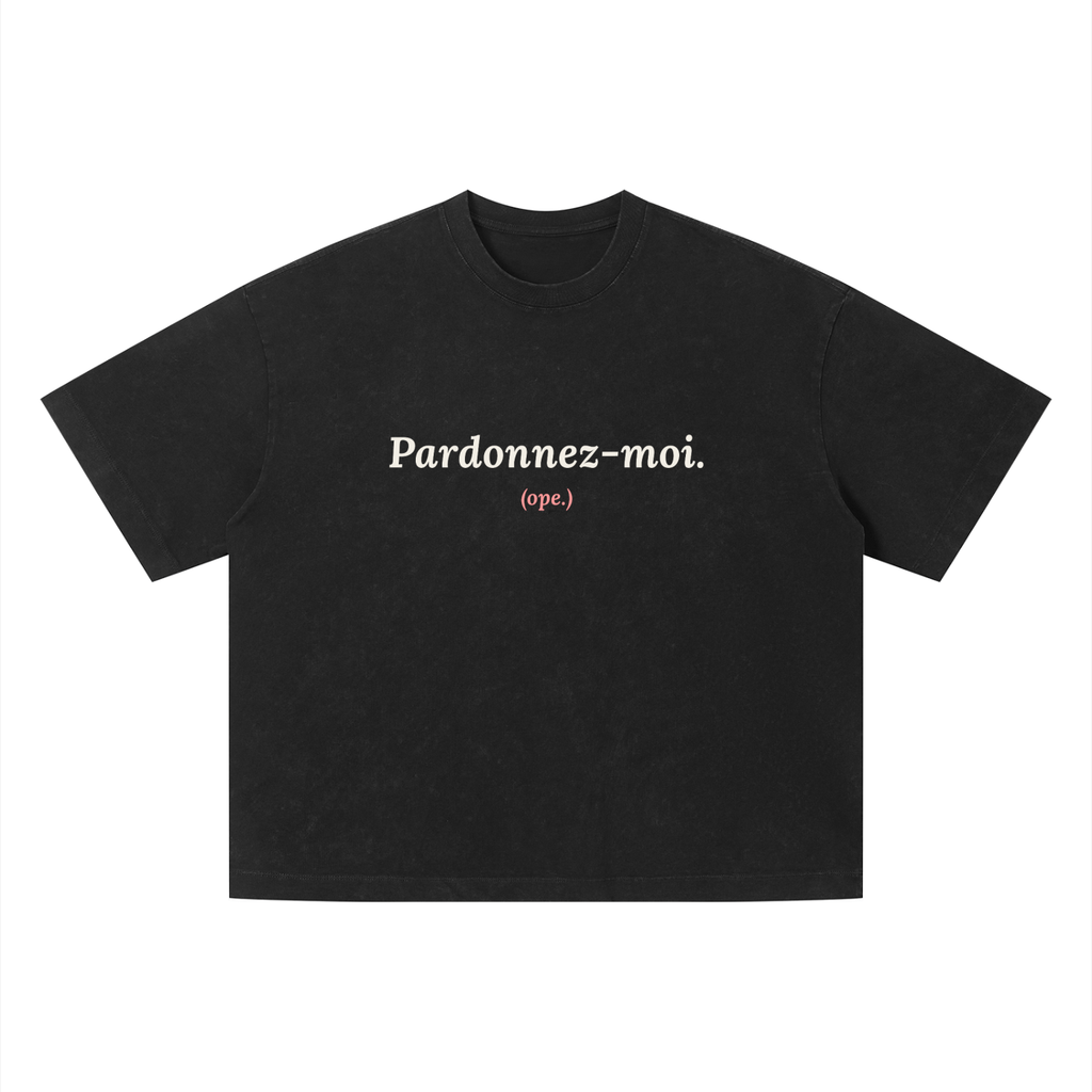 Pardonnez-moi Vintage Wash Boxy Tee · Black