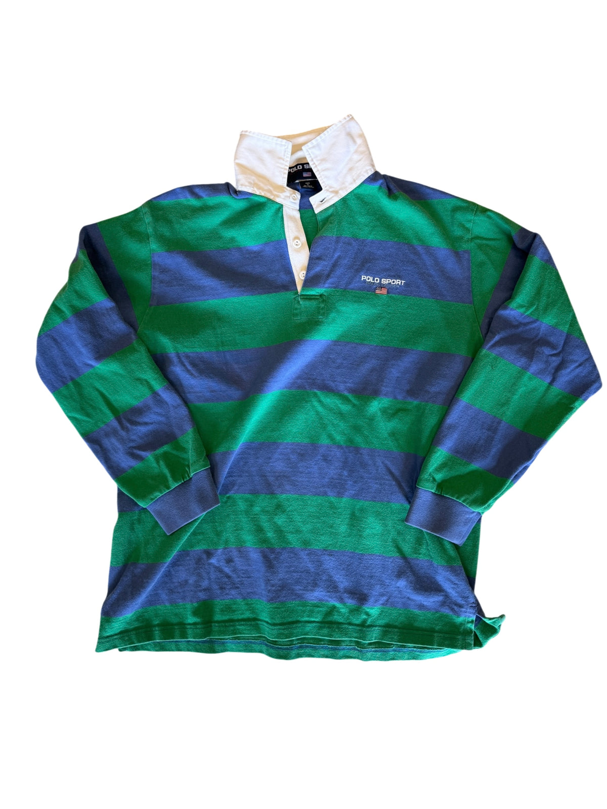 Vintage 1990s Polo Sport Ralph Lauren Striped Rugby Shirt — Large