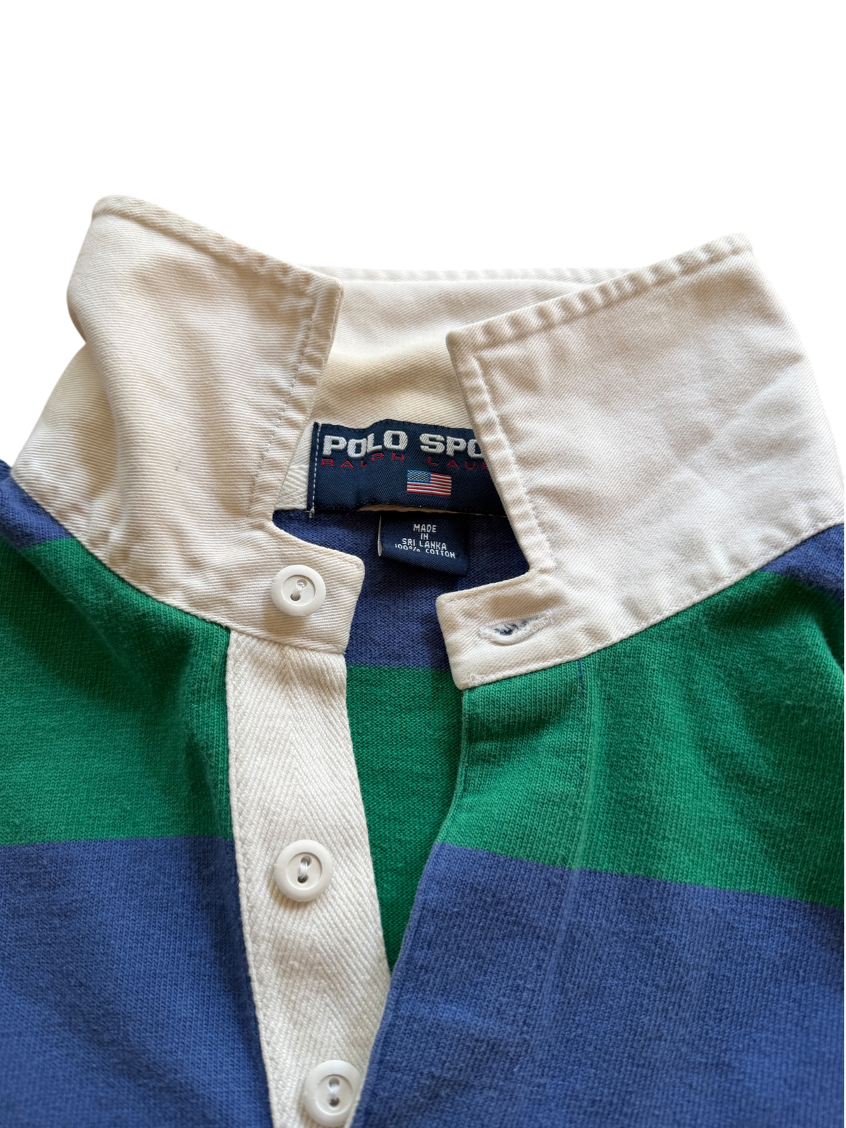 Vintage 1990s Polo Sport Ralph Lauren Striped Rugby Shirt — Large