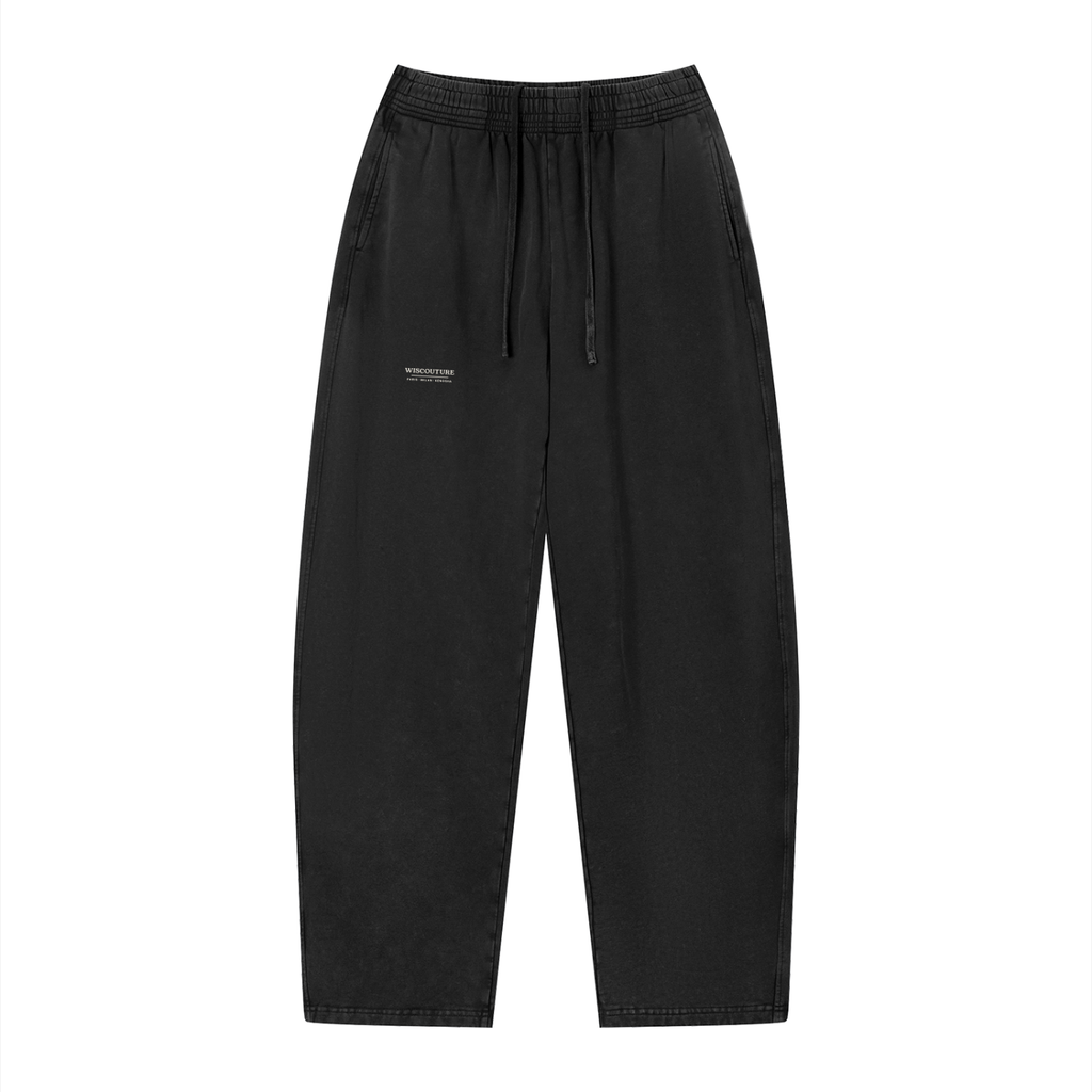 Wiscouture Label Vintage Wash Loose Sweatpants · Black