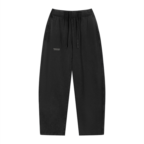 Wiscouture Label Vintage Wash Loose Sweatpants · Black