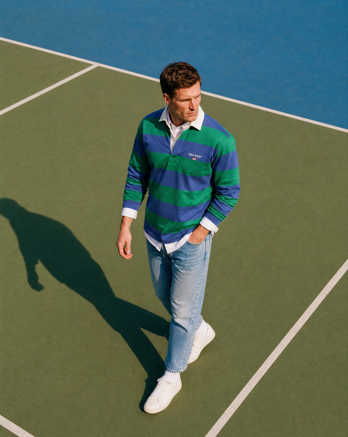 Vintage 1990s Polo Sport Ralph Lauren Striped Rugby Shirt — Large