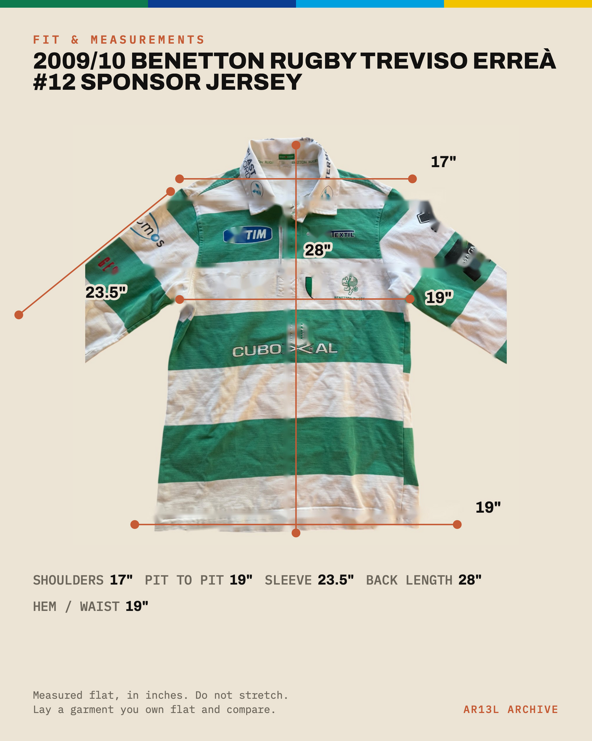 2009/10 Benetton Rugby Treviso Erreà #12 Sponsor Jersey