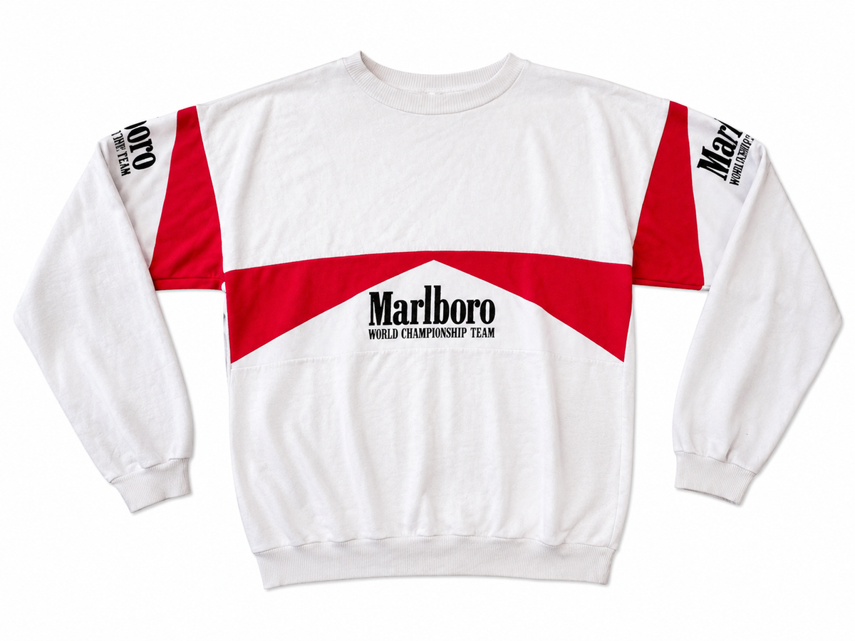 Vintage Marlboro World Championship Team Crewneck Sweatshirt – Tobacco Racing Teamwear – Made in Italy Style