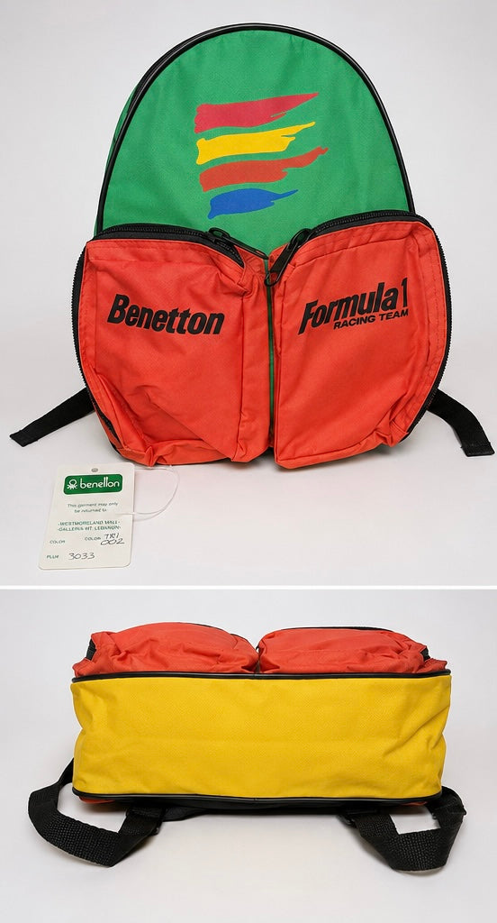 NOS Vintage Benetton Formula 1 Racing Team Backpack w/ Original Retail Tag (c.1989–1993)