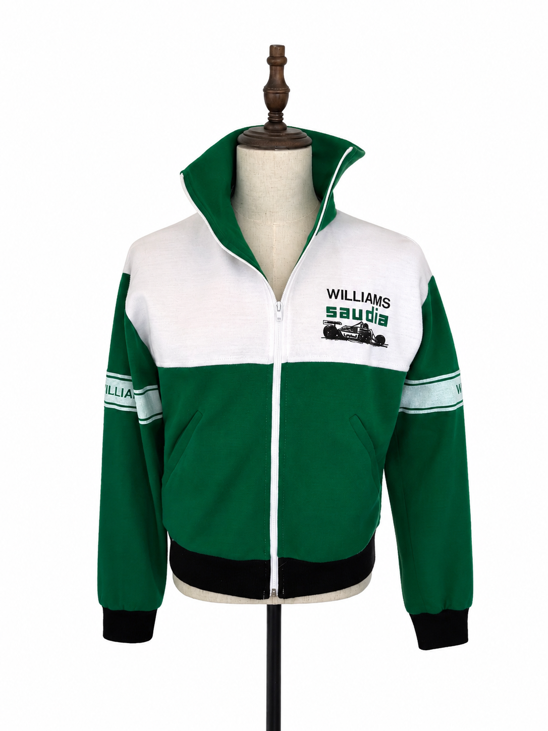 Vintage Williams Saudia Formula 1 Team Track Jacket (1982–1985 Era) – Italian Made Motorsport Sweater Jacket