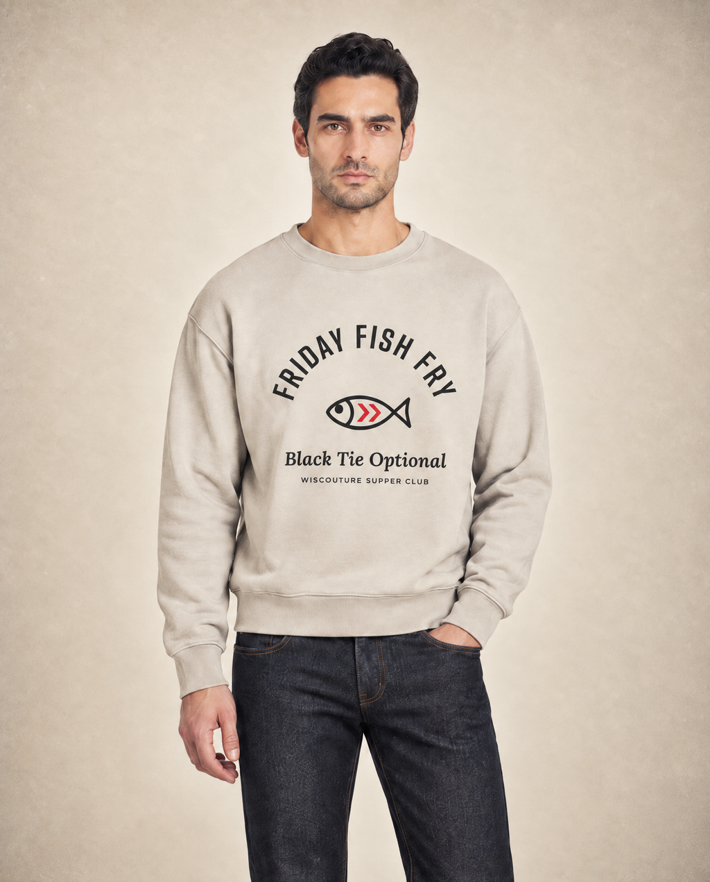 Friday Fish Fry Vintage Wash Crewneck · Light Gray
