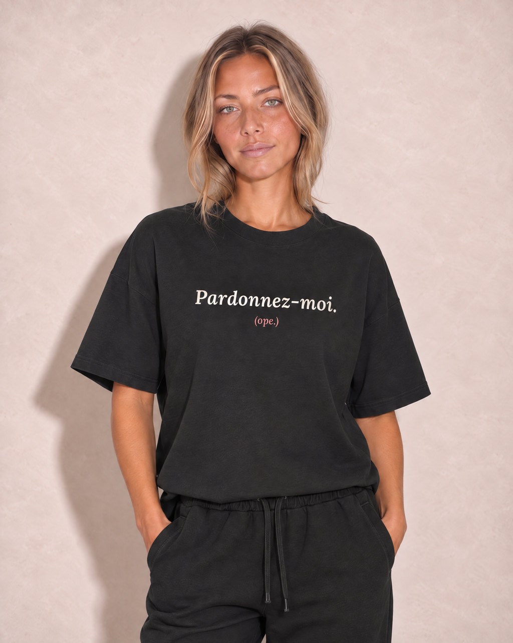 Pardonnez-moi Boxy Tee · Black
