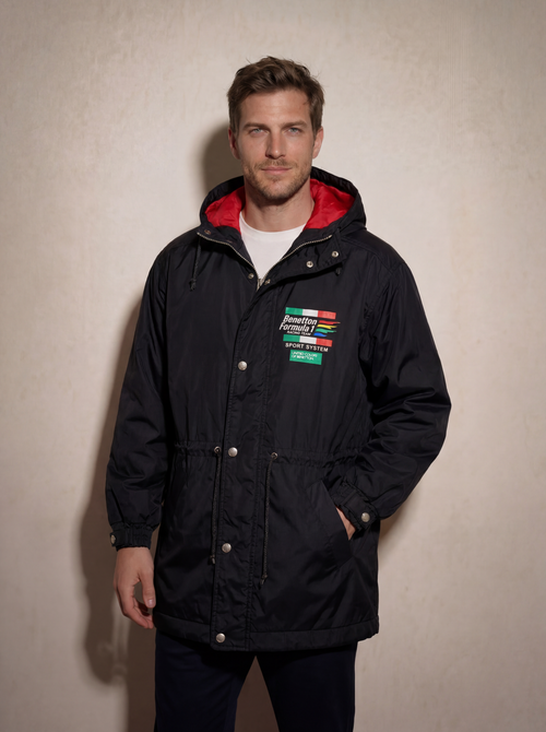 Authentic 1990s Benetton Formula 1 Racing Team Paddock Parka Jacket – Schumacher Era – Size 46
