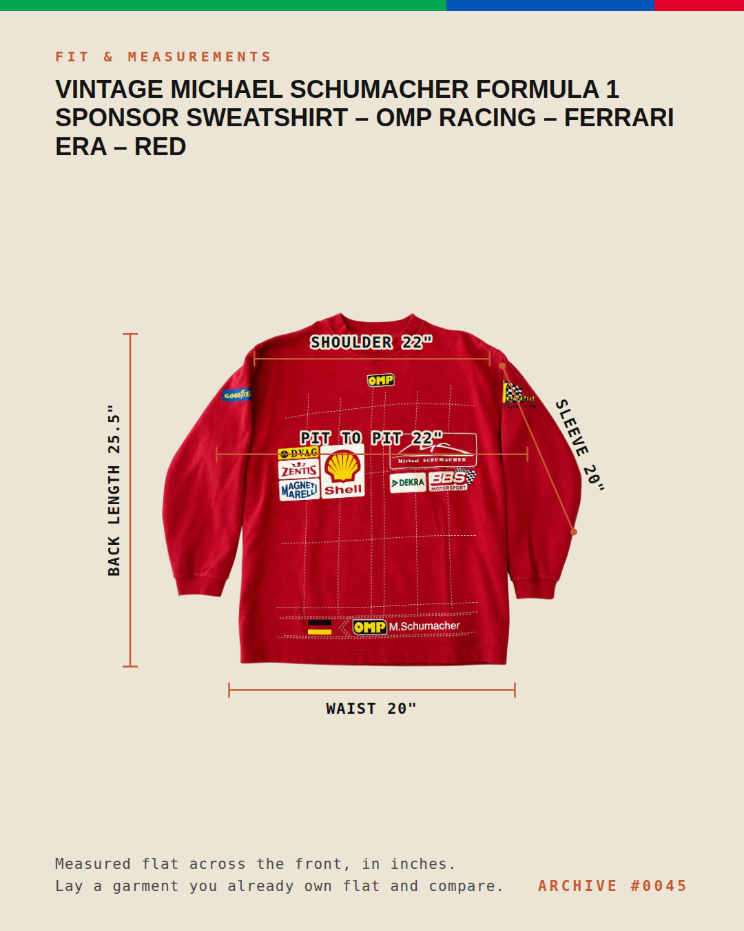 Vintage Michael Schumacher Formula 1 Sponsor Sweatshirt – OMP Racing – Ferrari Era – Red