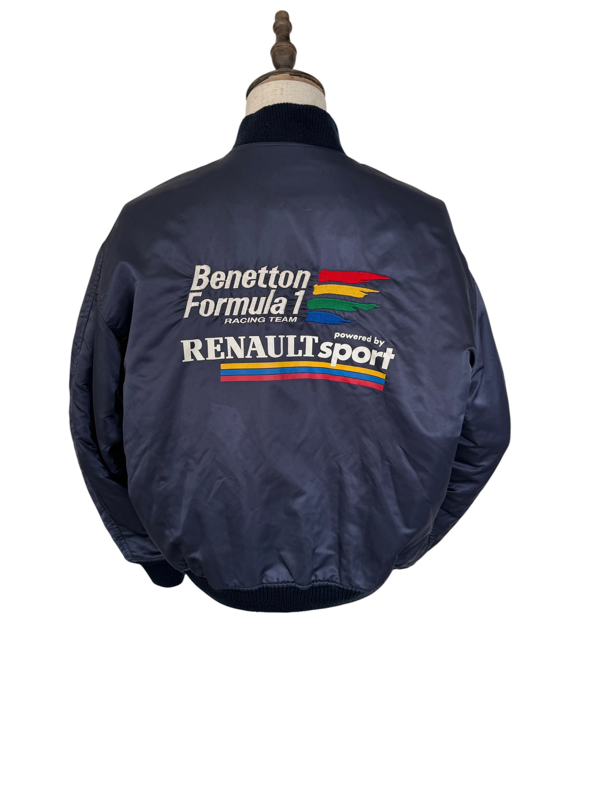 Vintage 1990s Benetton Formula 1 Racing Team × Renault Sport Satin Bomber Jacket