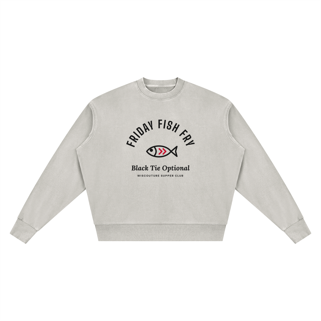 Friday Fish Fry Vintage Wash Crewneck · Light Gray