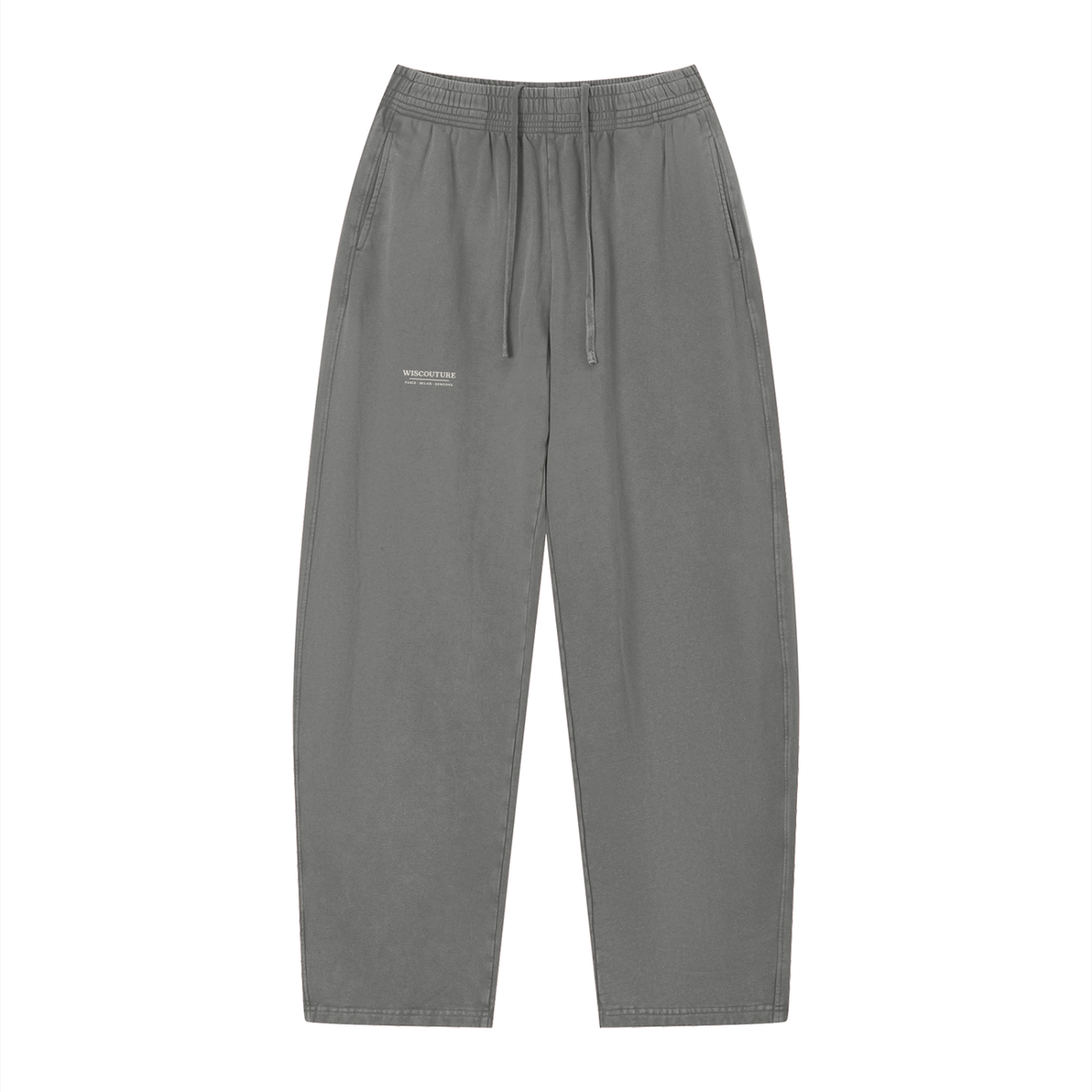 Wiscouture Label Vintage Wash Loose Sweatpants · Dark Gray